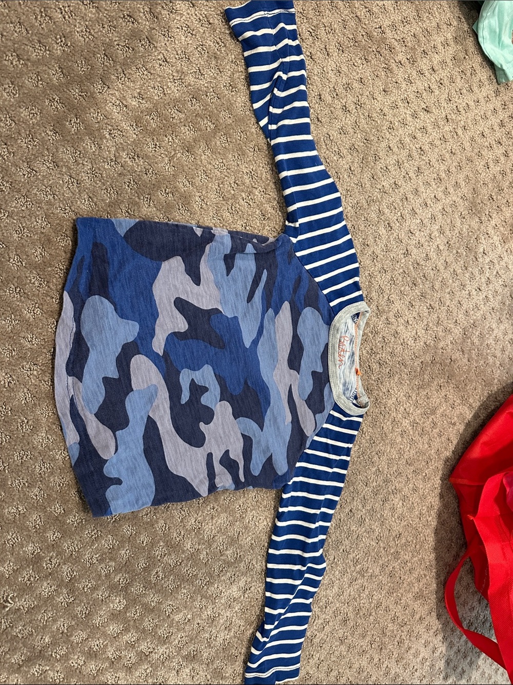 Boden Blue Camouflage & Stripe Long Sleeve Tee